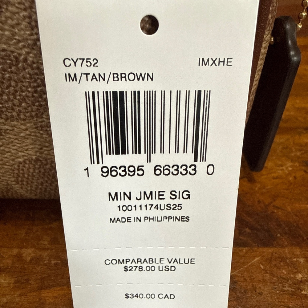 Coach Mini Jamie Signature Crossbody Bag Brown Tan NWT - Picture 9 of 9